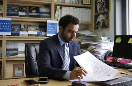 Human Rights Watch's Israel and Palestine director Omar Shakir, a US citizen, sits at his office in the West Bank city of Ramallah on 9 May 2018. (please keep date in as image is quite old and don’t want to obscure that)