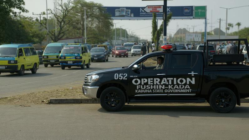 A police vehicle of Operation Fushin Kada (Anger of Crocodile) is parked on Yakowa Road, as schools across northern Nigeria reopen nearly two months after closing due to security concerns, following the mass abductions of school children, in Kaduna, Nigeria, January 12, 2026. REUTERS/Nuhu Gwamna/File Photo