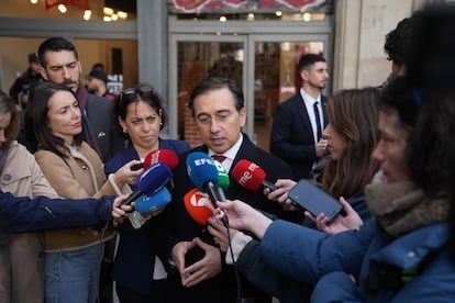 El ministro de Exteriores, Unión Europea y Cooperación, José Manuel Albares, a su llegada a la presentación de la Estrategia Española para Asia y Pacífico 2026-29, en Barcelona.