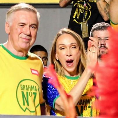 Esposa de Ancelotti curte Carnaval da Sapucaí ao lado de Sabrina Sato