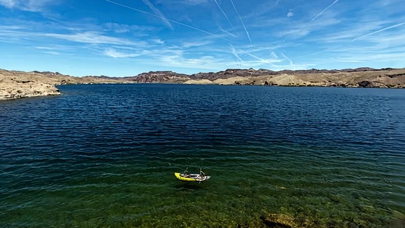 The Colorado River seen near Boulder, Nevada. The vital river has also been overdrawn for more than a century, and is facing new pressures from the climate crisis.