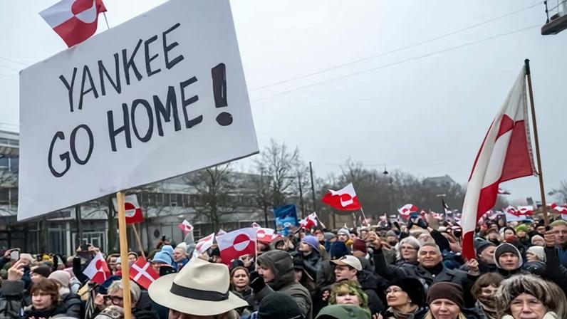 Protesters gather outside the US embassy in Copenhagen at a demonstration in January over Greenland.