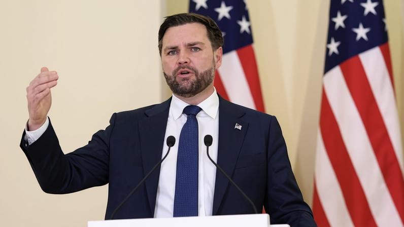 JD Vance holds a joint press conference with Armenia's prime minister, in Yerevan, Armenia, on Monday.