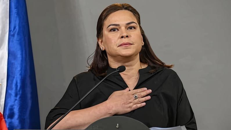 Philippine vice-president Sara Duterte announces her intention to run for the country's presidency in 2028 during a press conference in Manila on 18 February, 2026.