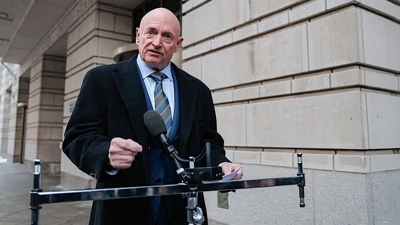 Senator Mark Kelly, an Arizona Democrat, outside court in Washington last week.