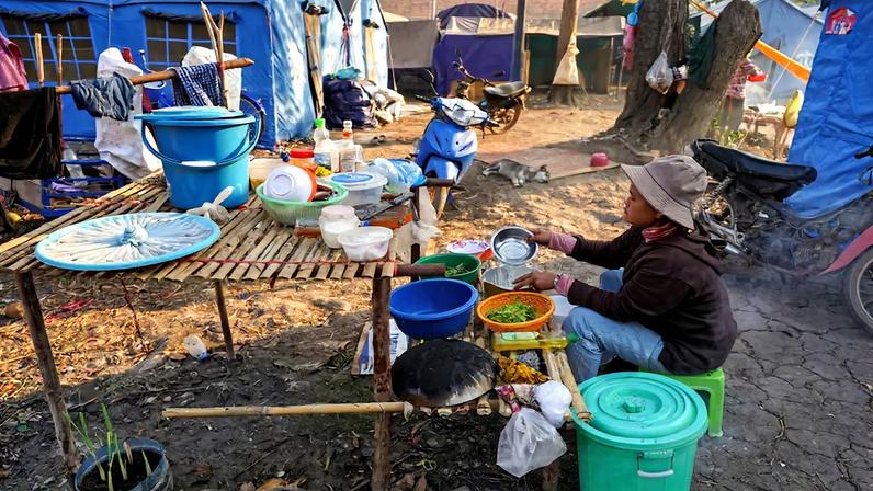 Wat Chansi refugee camp where people have been staying since clashes between Thailand and Cambodia in Bantaey Meanchey province