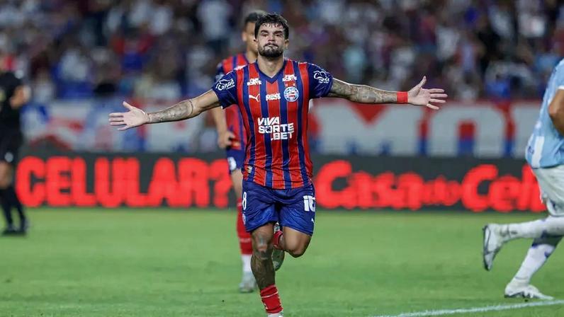 Cauly comemora gol de pênalti contra o Paysandu Foto: Rafael Rodrigues / EC Bahia