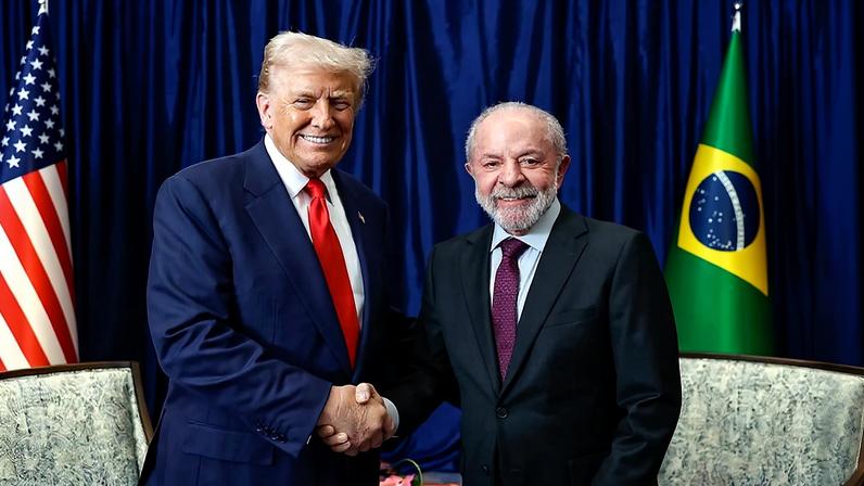 O presidente Luiz Inácio Lula da Silva, durante Encontro com o Presidente dos Estados Unidos, Donald Trump. (Foto: Ricardo Stuckert/PR)
