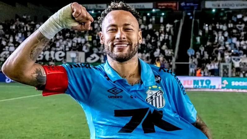 Neymar comemora vitória do Santos (Foto: Léo Piva/ Santos FC)