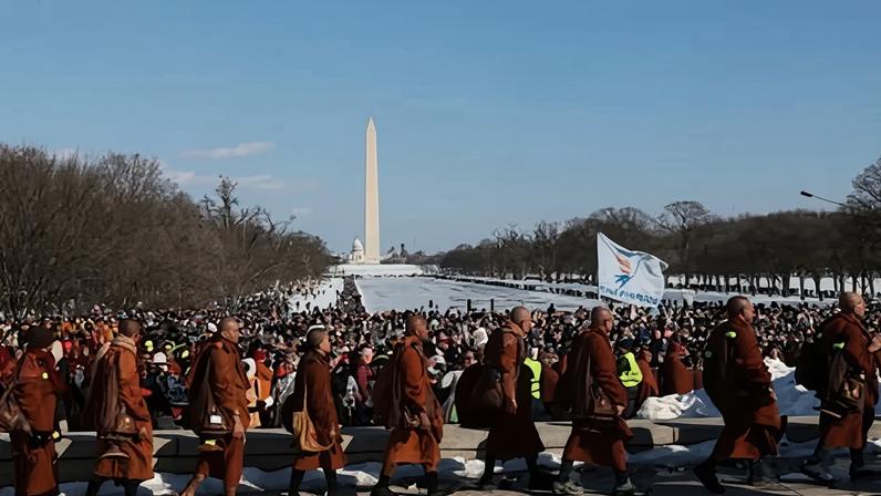 Buddhist monks conclude their 2,300-mile ‘Walk for Peace’ in Washington DC.