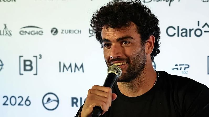 O italiano Matteo Berrettini em coletiva no Rio Open (Foto: Fotojump)