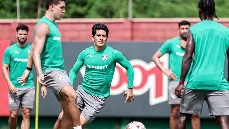 Jogadores do Fluminense no CT Carlos Castilho (Foto: Lucas Merçon/ Fluminense FC)