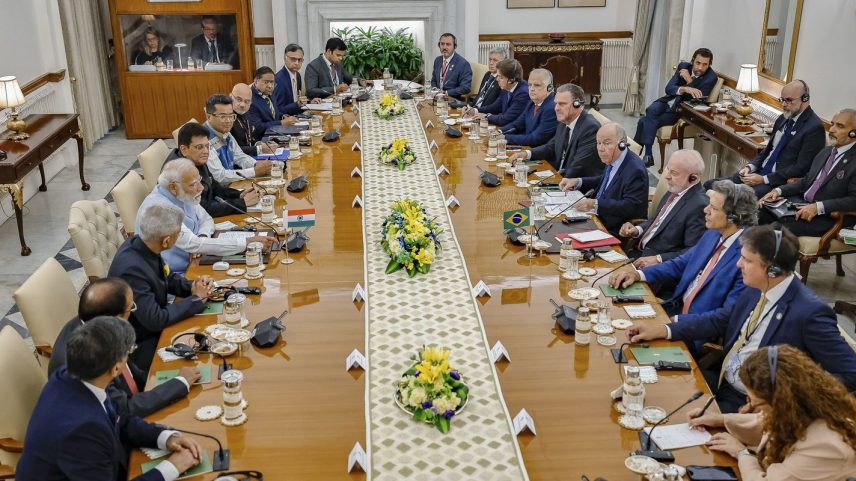 Presidente da República, Luiz Inácio Lula da Silva, durante reunião no Palácio Presidencial (Rashtrapati Bhawan) com o Primeiro-Ministro da República da Índia, Narendra Modi. Foto: Ricardo Stuckert/PR