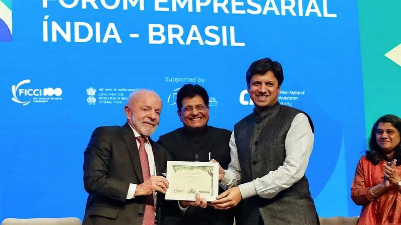 Nova Delhi, 21/02/2026 - Presidente da República Luís Inácio Lula da Silva, durante Sessão de encerramento do Encontro Empresarial Brasil-Índia. Foto: Ricardo Stuckert/PR