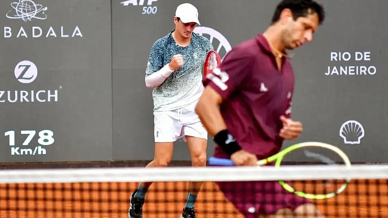 João Fonseca e Marcelo Melo na semifinal do Rio Open (Foto: João PIres/Fotojump)