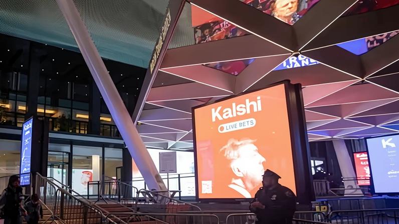 A Kalshi ad outside of Madison Square Garden where Donald Trump held a rally in New York, New York, on 7 October 2024.