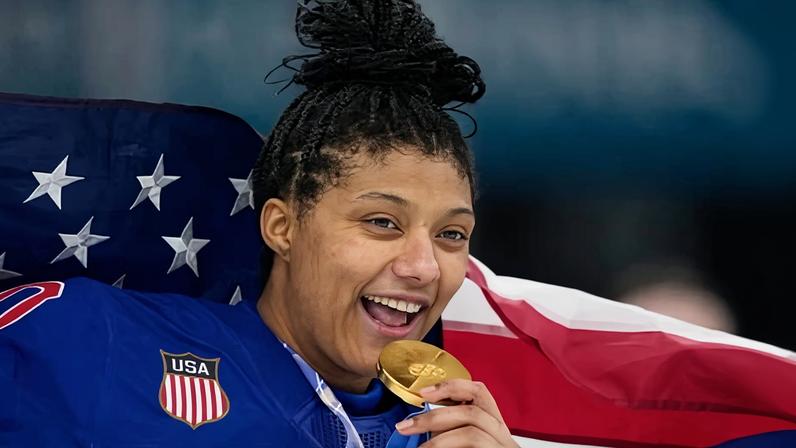 Laila Edwards was part of the US side that beat Canada in a thrilling Olympic final on Thursday.