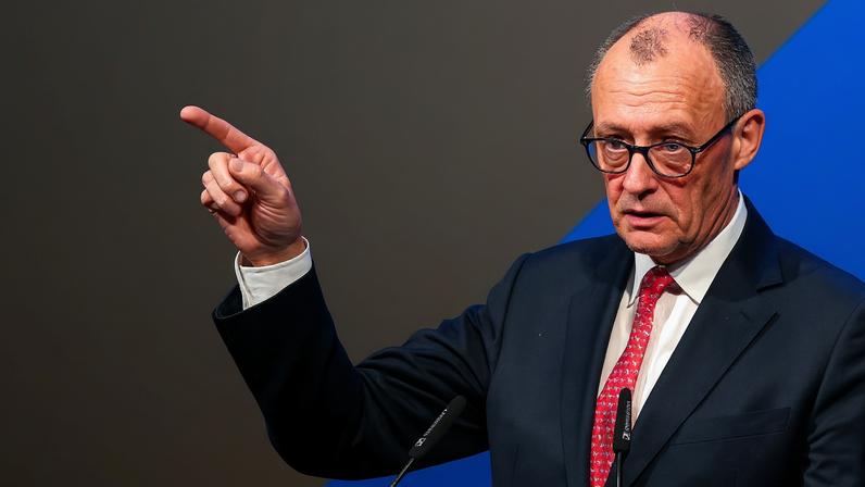 German Chancellor Friedrich Merz speaks at the Christian Democratic Union (CDU) party's rally, during the party's traditional Ash Wednesday meeting, in Trier, Germany, February 18, 2026.
