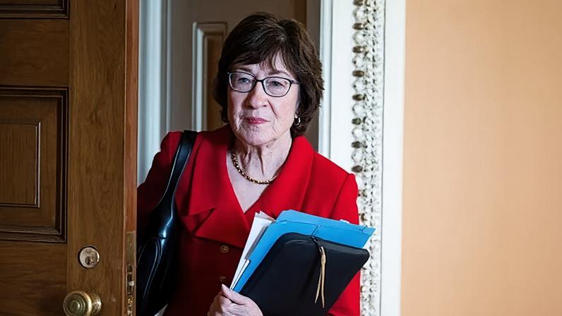 Senator Susan Collins leaves the Republican Senate luncheon in the US Capitol on 13 January 2026.