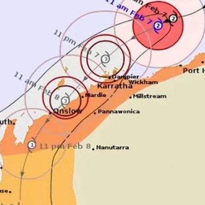 Ciclone se intensifica; cidades do noroeste da Austrália enfrentam ventos e inundações