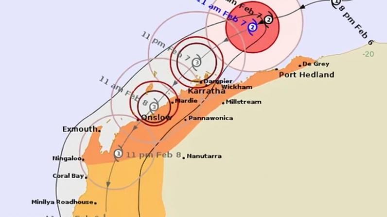 Cyclone Mitchell is expected to become a category three system before it hits the Pilbara coast, in northern Western Australia, on Sunday.
