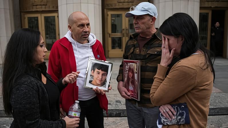Parents whose children died from social media’s addictive design outside court in Los Angeles on Wednsday.