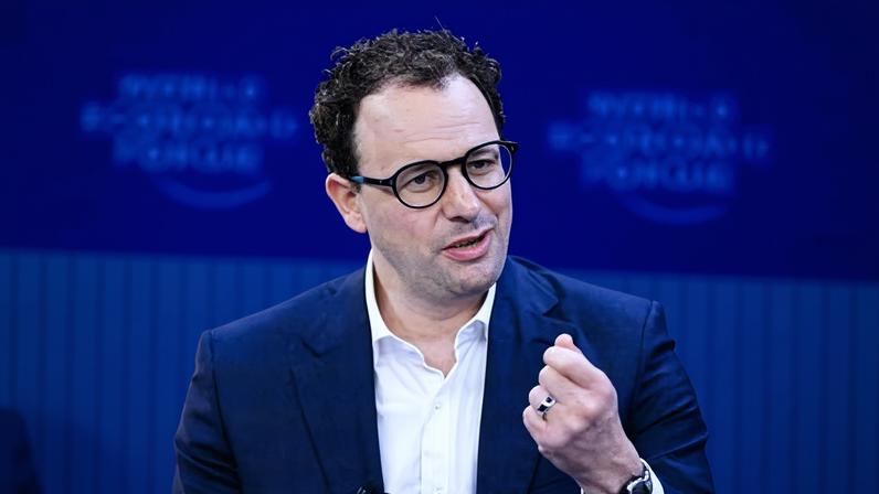 Dario Amodei, co-founder and chief executive officer of Anthropic, during the World Economic Forum in Davos, Switzerland, on 20 January 2026.