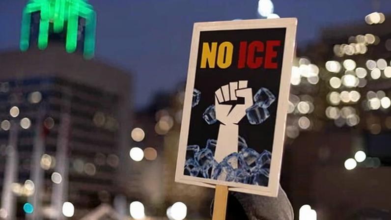 A protest against Ice outside Dallas city hall.