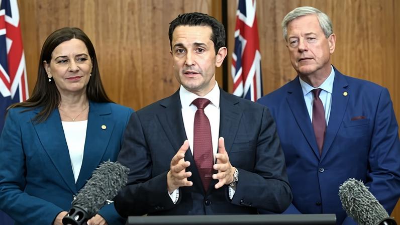 Queensland premier David Crisafulli, attorney general Deb Frecklington and health minister Tim Nicholls. The government has introduced new gun control and hate speech laws.