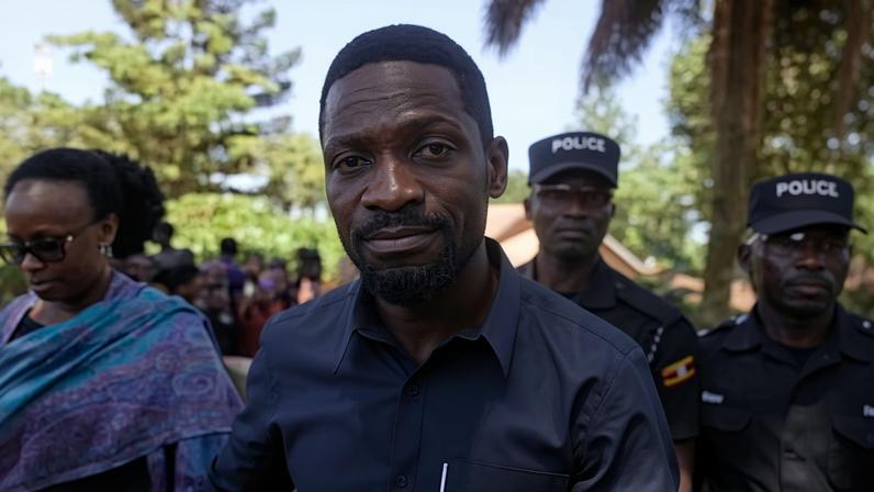 Bobi Wine arrives with his wife to cast their votes at a polling station in Kampala last month. After the election, Wine alleged mass fraud during the voting and called on supporters to protest.