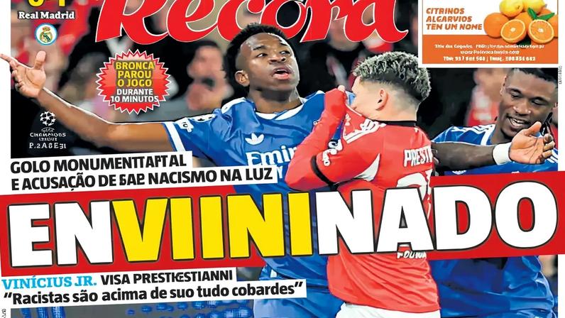 Vini Jr. denuncia racismo, e árbitro aciona protocolo após golaço contra Benfica