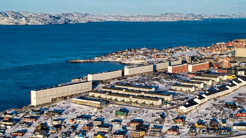 A drone view of Nuuk
