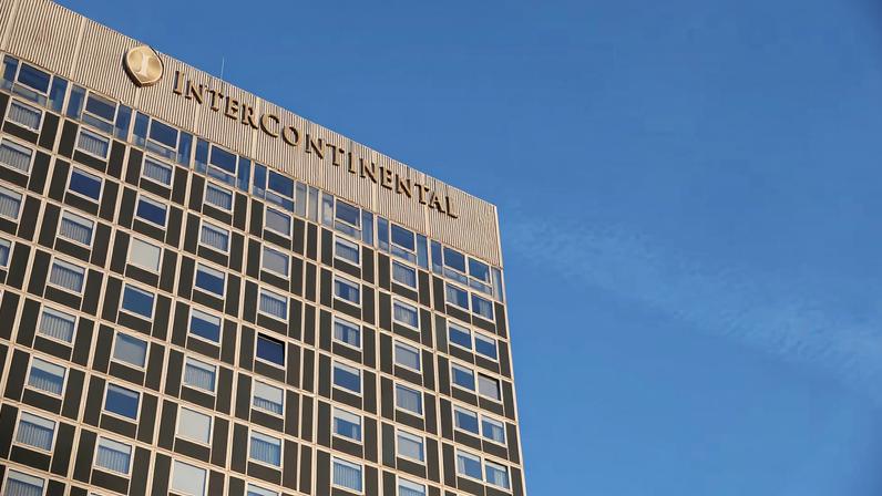 The facade of the InterContinental hotel on the day of U.S.-mediated peace talks between Russia and Ukraine, in Geneva, Switzerland, February 26, 2026. REUTERS/Pierre Albouy