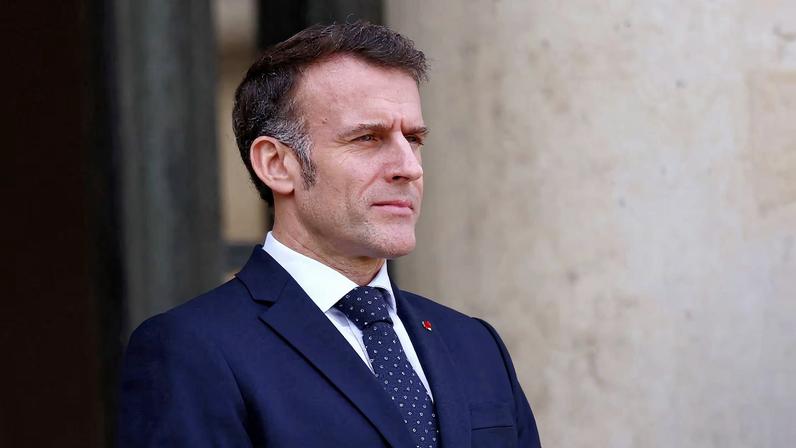 French President Macron at the Elysee Palace in Paris