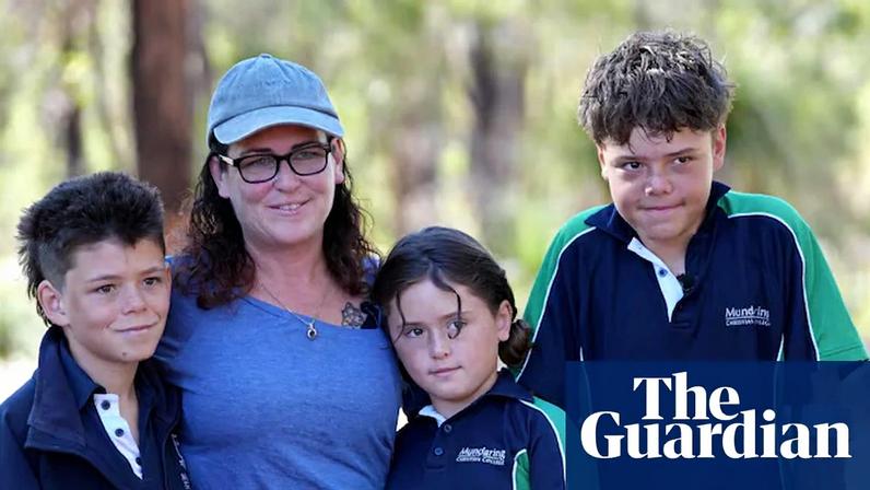 Austin Appelbee (right) and his brother Beau, mother Joanne and sister Grace (L-R). Photograph: Briana Shepherd/ABC News