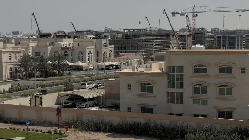 Smoke in the sky after reported blasts were heard, following strikes by the United States and Israel against Iran, in Abu Dhabi