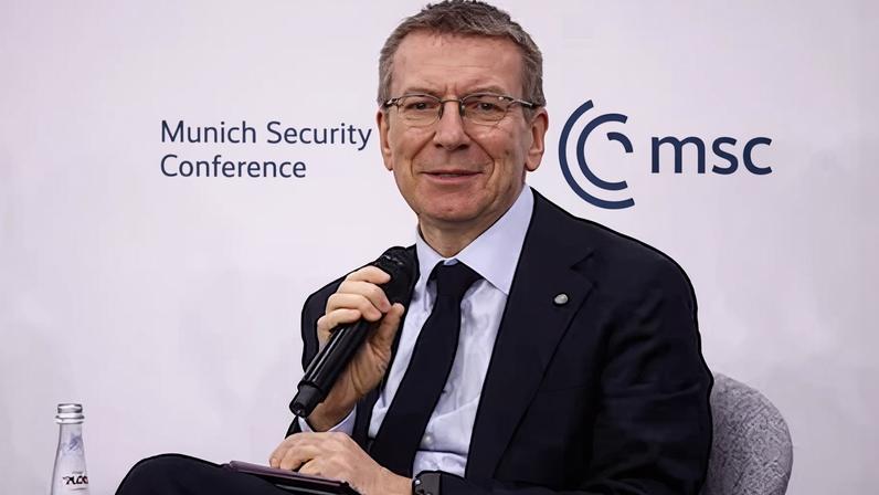 El presidente de Letonia, Edgars Rinkevics, durante la Conferencia de Seguridad de Múnich, este domingo.