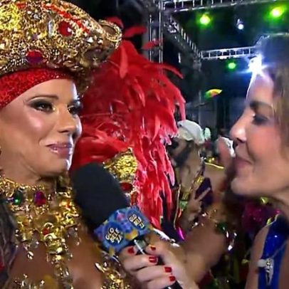 Viviane Araújo e Mariana Gross no Carnaval 2026: jornalista é ignorada pela atriz