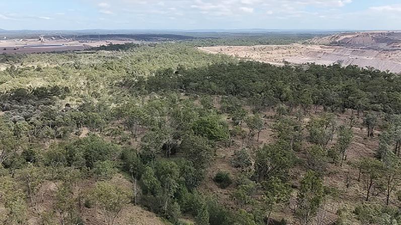 The Middlemount coalmine and surrounding landscape in Queensland's Bowen Basin, Australia