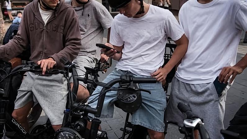 Schoolboys on ebikes at Manly beach on Sydney’s northern beaches. In the first seven months of 2025 there were 233 injuries related to ebikes and four deaths.