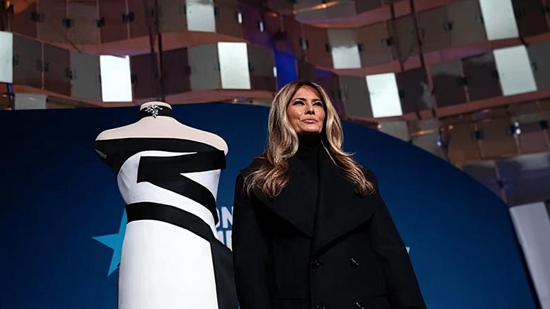 Melania Trump presents her 2025 inaugural gown to the Smithsonian National Museum of American History in Washington DC on Friday.