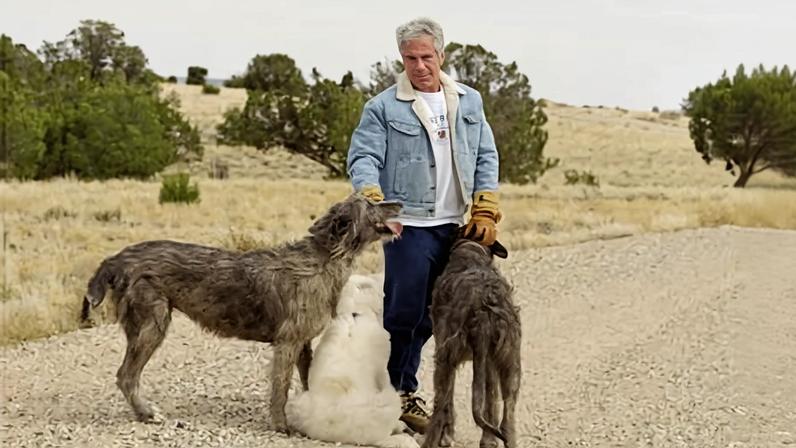 Jeffrey Epstein at Zorro ranch outside Santa Fe in New Mexico.