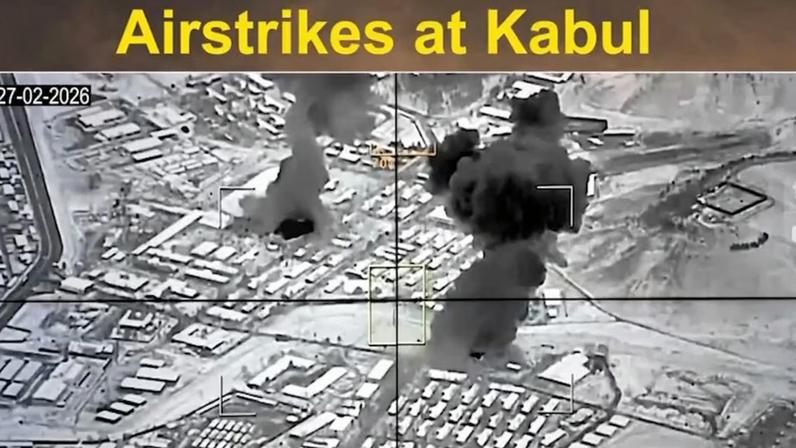 Smoke rises following what Pakistani and Taliban officials say are Pakistani strikes, in Kabul, Afghanistan, in this still image taken from video released February 27, 2026.