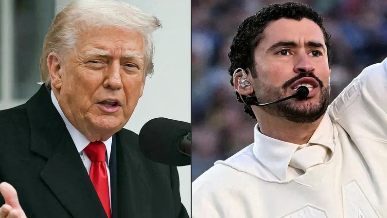 Combinação de fotos de Donald Trump e Bad Bunny (Foto: Montagem AFP / AFP)