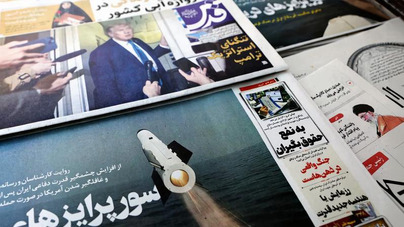 An Iranian newspaper with a cover photo of an Iranian missile, in Tehran, Iran, February 19, 2026. Majid Asgaripour/WANA (West Asia News Agency) via REUTERS