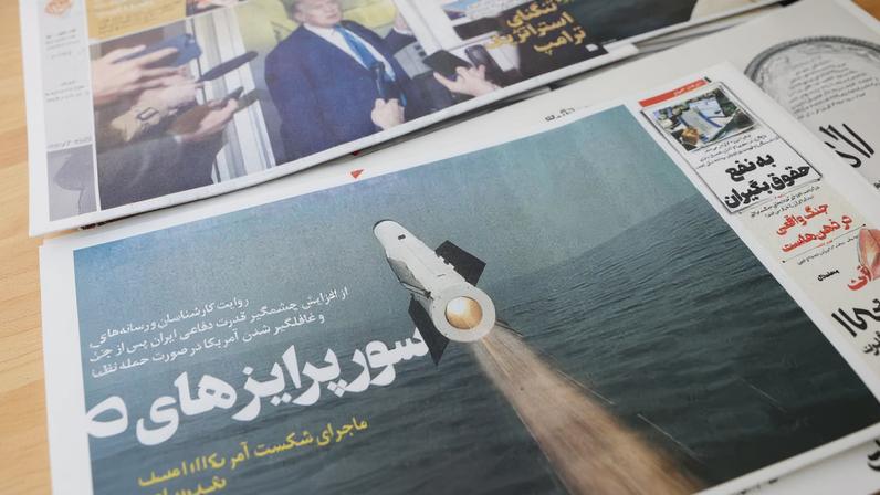 An Iranian newspaper with a cover photo of an Iranian missile, in Tehran, Iran, February 19, 2026. Majid Asgaripour/WANA (West Asia News Agency) via REUTERS