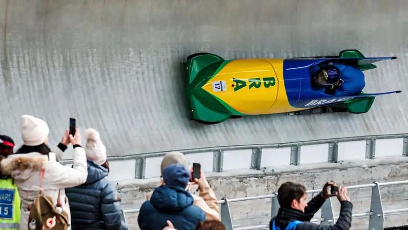 Descida 1 e 2 do do Bobsled 2-man com a dupla brasileira Edson Bindilatti eLuis Bacca nos Jogos Olímpicos de Inverno Milao-Cortina 2026 Foto: Gabriel Heusi/COB