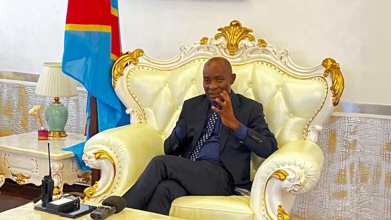 South Kivu Governor Jean-Jacques Purusi Sadiki speaks during a Reuters interview in Bukavu, South Kivu province, Democratic Republic of the Congo February 12, 2025. REUTERS/Edwin Waita