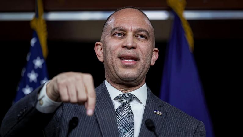 U.S. House Democratic Leader Hakeem Jeffries (D-NY) speaks during a press conference at the U.S. Capitol on day three of a partial government shutdown in Washington, D.C., U.S., February 2, 2026.