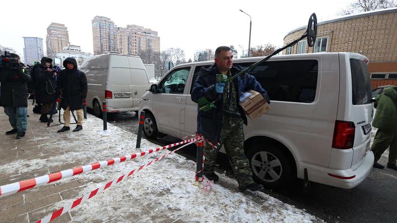 The site of the assassination attempt on Russian Lieutenant General Vladimir Alexeyev in Moscow